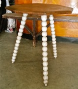 Antique Oak Cricket Table with Bobbin Legs and Original Paint